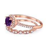 Two Piece Round Natural Stone Bridal Ring
