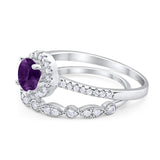 Two Piece Round Natural Stone Bridal Ring