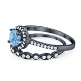 Two Piece Round Natural Stone Bridal Ring