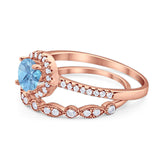 Two Piece Round Natural Stone Bridal Ring