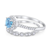 Two Piece Round Natural Stone Bridal Ring