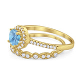 Two Piece Round Natural Stone Bridal Ring