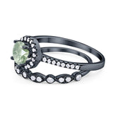 Two Piece Round Natural Stone Bridal Ring