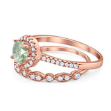 Two Piece Round Natural Stone Bridal Ring
