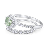 Two Piece Round Natural Stone Bridal Ring