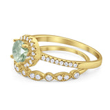 Two Piece Round Natural Stone Bridal Ring