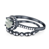 Two Piece Round Natural Stone Bridal Ring
