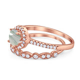 Two Piece Round Natural Stone Bridal Ring