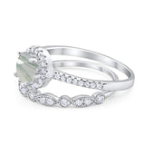 Two Piece Round Natural Stone Bridal Ring