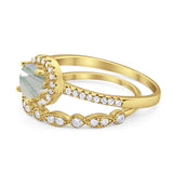 Two Piece Round Natural Stone Bridal Ring