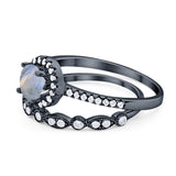 Two Piece Round Natural Stone Bridal Ring