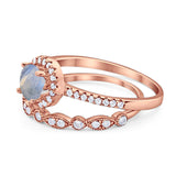 Two Piece Round Natural Stone Bridal Ring