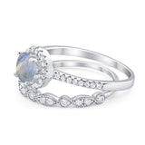Two Piece Round Natural Stone Bridal Ring