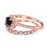 Two Piece Round Natural Stone Bridal Ring