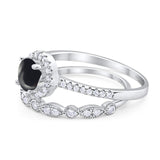 Two Piece Round Natural Stone Bridal Ring