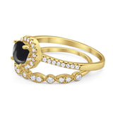 Two Piece Round Natural Stone Bridal Ring