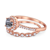 Two Piece Round Natural Stone Bridal Ring