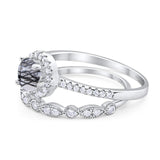 Two Piece Round Natural Stone Bridal Ring