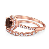 Two Piece Round Natural Stone Bridal Ring