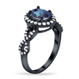 Art Deco Oval Natural Stone Split Shank Ring