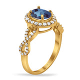 Art Deco Oval Natural Stone Split Shank Ring