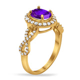 Art Deco Oval Natural Stone Split Shank Ring