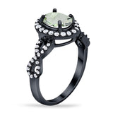 Art Deco Oval Natural Stone Split Shank Ring