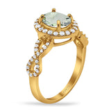 Art Deco Oval Natural Stone Split Shank Ring