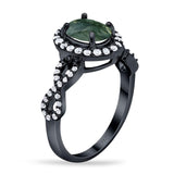 Art Deco Oval Natural Stone Split Shank Ring