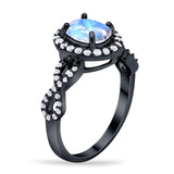 Art Deco Oval Natural Stone Split Shank Ring