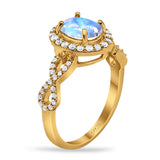 Art Deco Oval Natural Stone Split Shank Ring