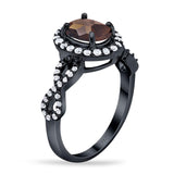 Art Deco Oval Natural Stone Split Shank Ring