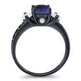 Art Deco Round Natural Stone Three Stone Ring