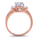 Art Deco Round Natural Stone Three Stone Ring