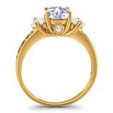 Art Deco Round Natural Stone Three Stone Ring