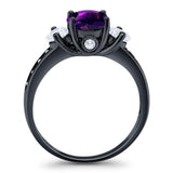 Art Deco Round Natural Stone Three Stone Ring