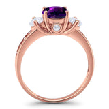 Art Deco Round Natural Stone Three Stone Ring