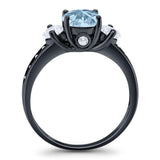 Art Deco Round Natural Stone Three Stone Ring