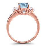 Art Deco Round Natural Stone Three Stone Ring