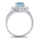 Art Deco Round Natural Stone Three Stone Ring