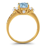 Art Deco Round Natural Stone Three Stone Ring