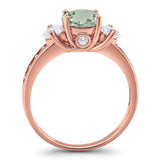 Art Deco Round Natural Stone Three Stone Ring