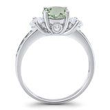 Art Deco Round Natural Stone Three Stone Ring