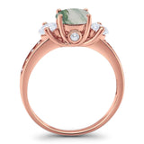 Art Deco Round Natural Stone Three Stone Ring