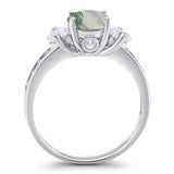 Art Deco Round Natural Stone Three Stone Ring