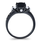 Art Deco Round Natural Stone Three Stone Ring