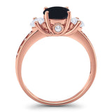 Art Deco Round Natural Stone Three Stone Ring