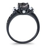 Art Deco Round Natural Stone Three Stone Ring