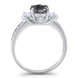 Art Deco Round Natural Stone Three Stone Ring