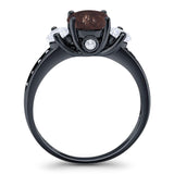 Art Deco Round Natural Stone Three Stone Ring